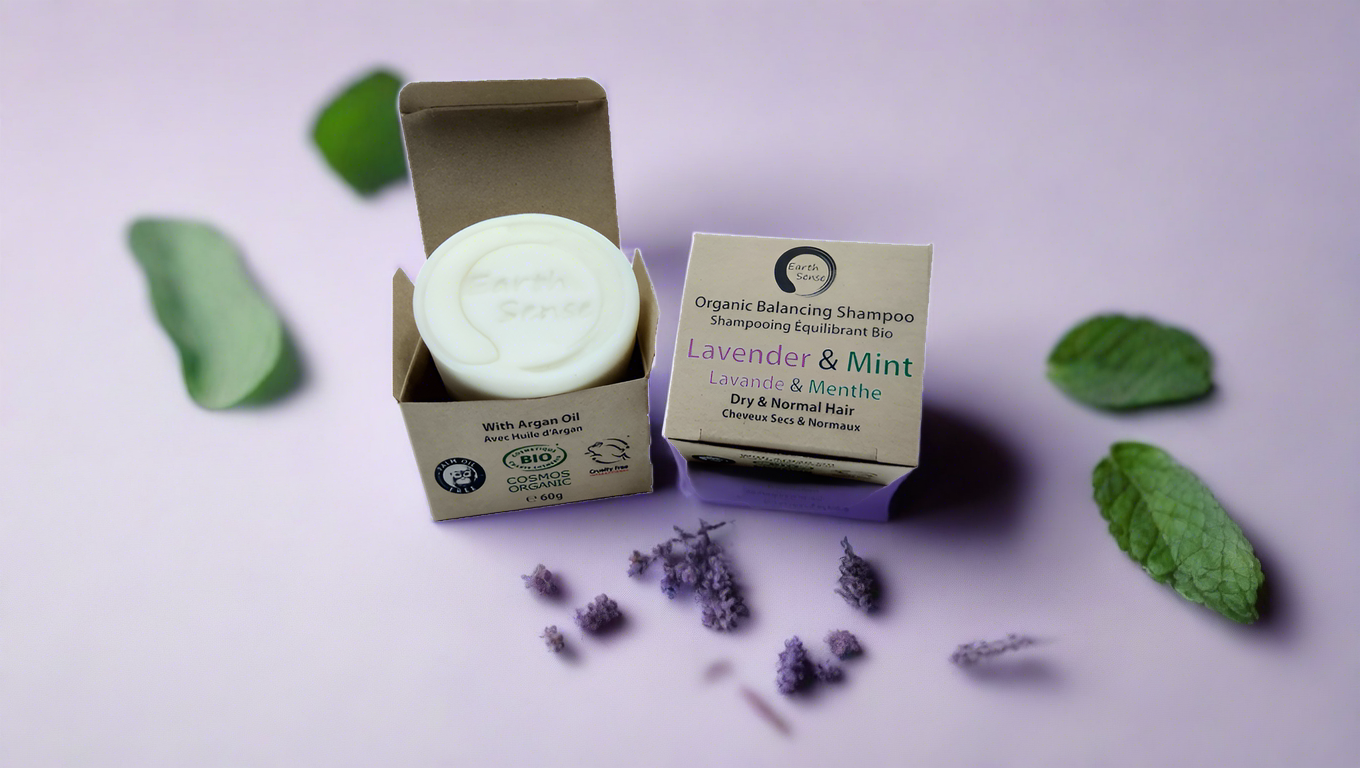 Organic Certified Balancing Solid Shampoo - Lavender & Mint - Dry & all Hair Types 60g-4